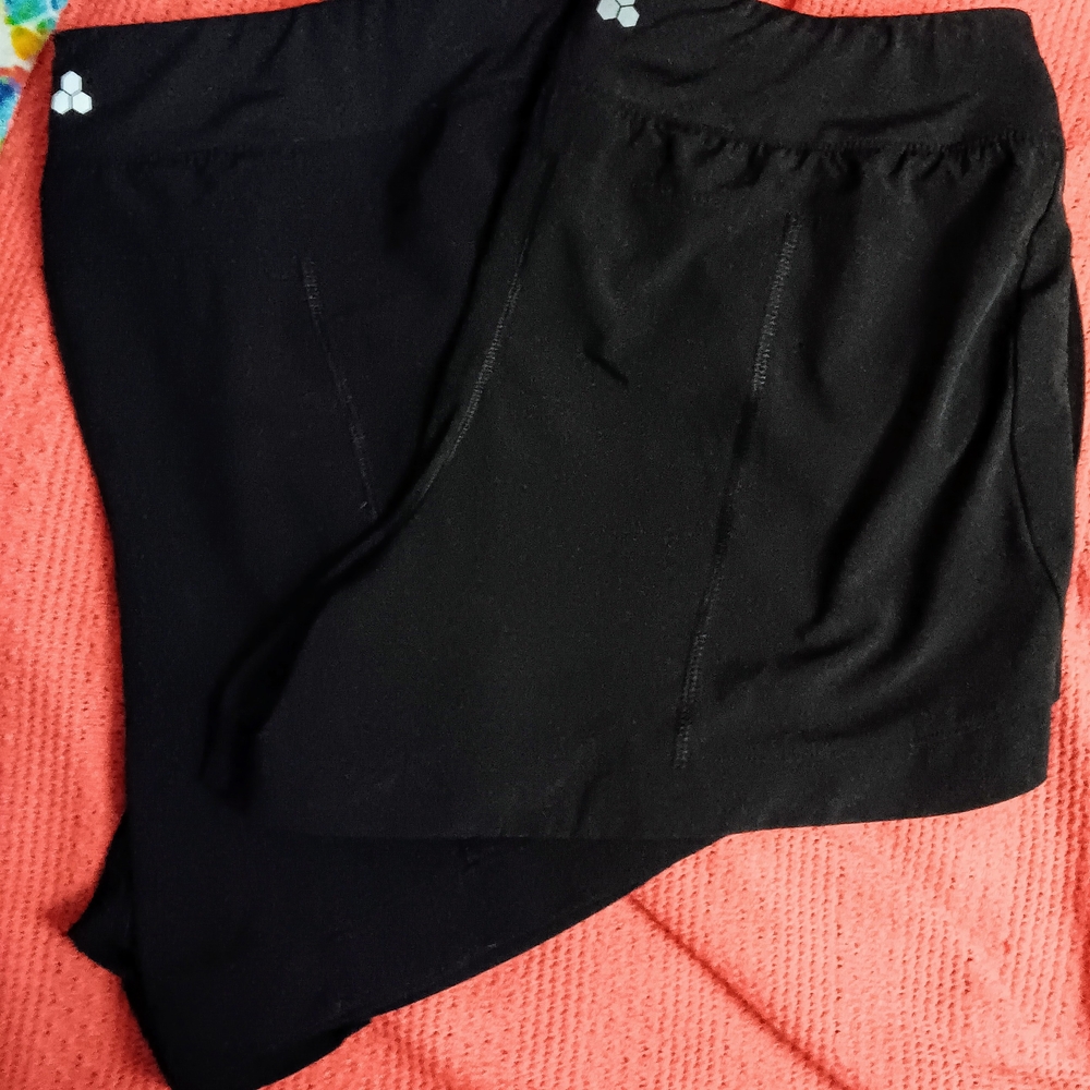 2 Pair Of Tek Gear Black Asymmetrical Athletic Shorts Casual